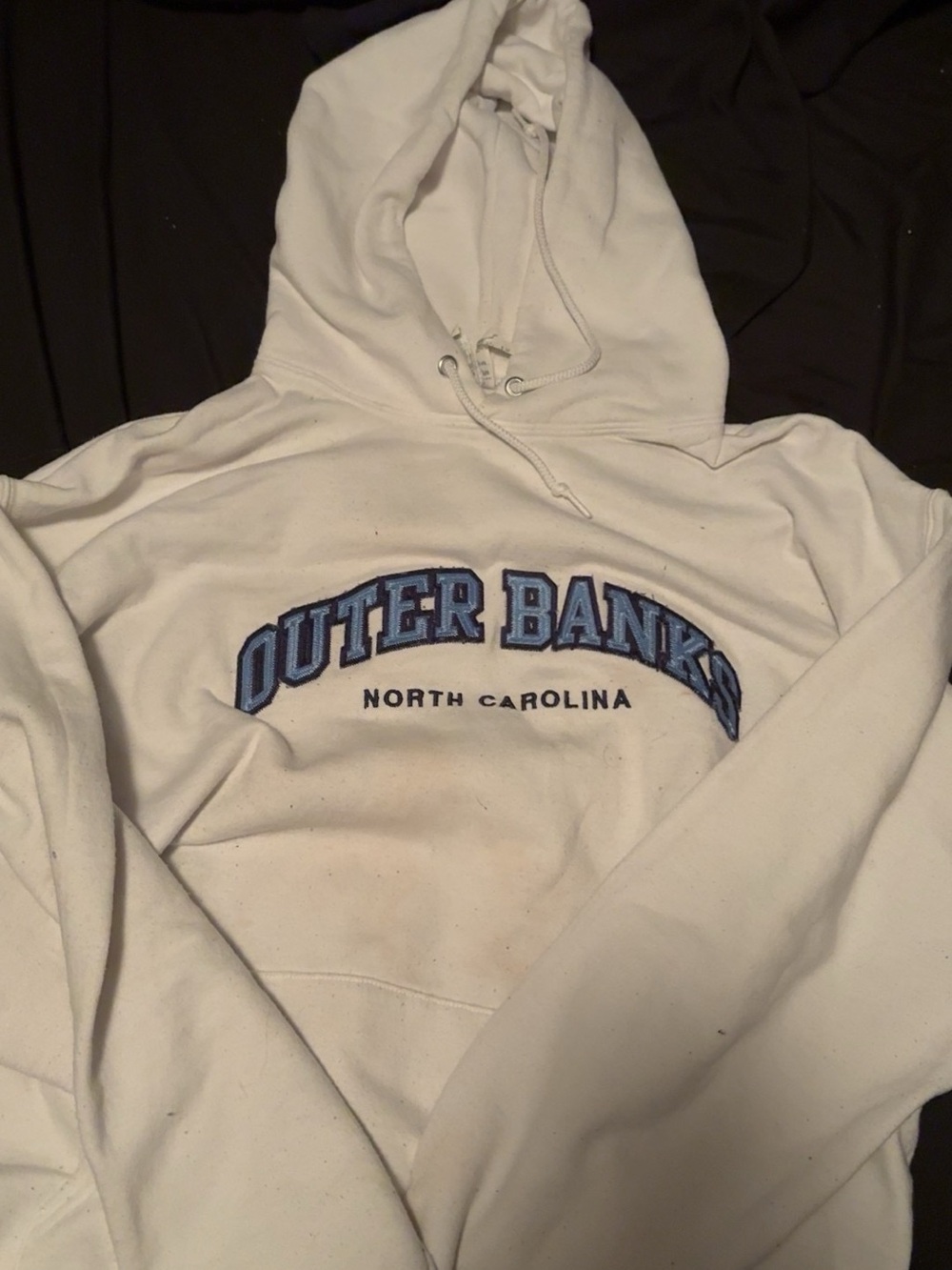 White Outer Banks North Carolina Embroidered Pullover Hoodie